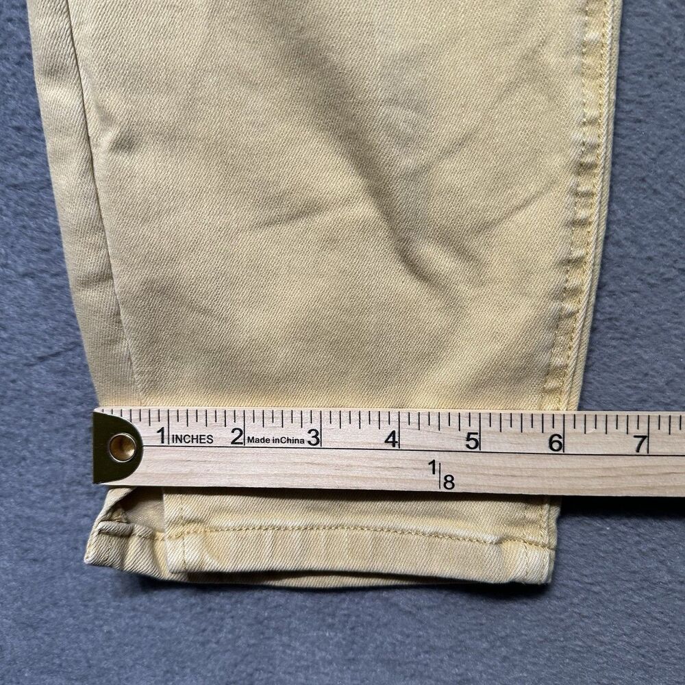 Cosmic Blue Love Womens 32 Jeans Beige Straight Crop Stretch Slit Hem EUC - Picture 10 of 10